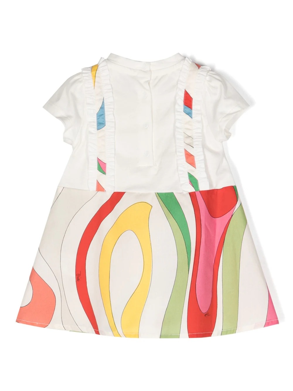 White Short-Sleeved Dress With Marble Print - EMILIO PUCCI JUNIOR